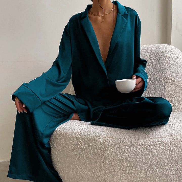 Women's Home Lounge-wear Super Baggy Silk Monocolor Pajamas