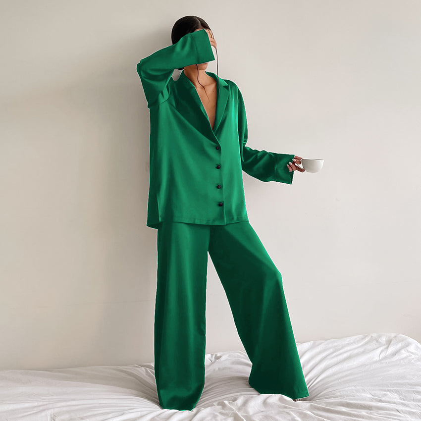 Women's Home Lounge-wear Super Baggy Silk Monocolor Pajamas