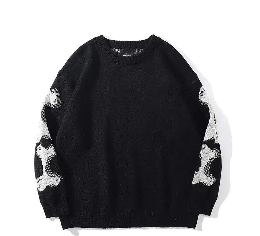 Men's Loose Skeleton Print Sweaters