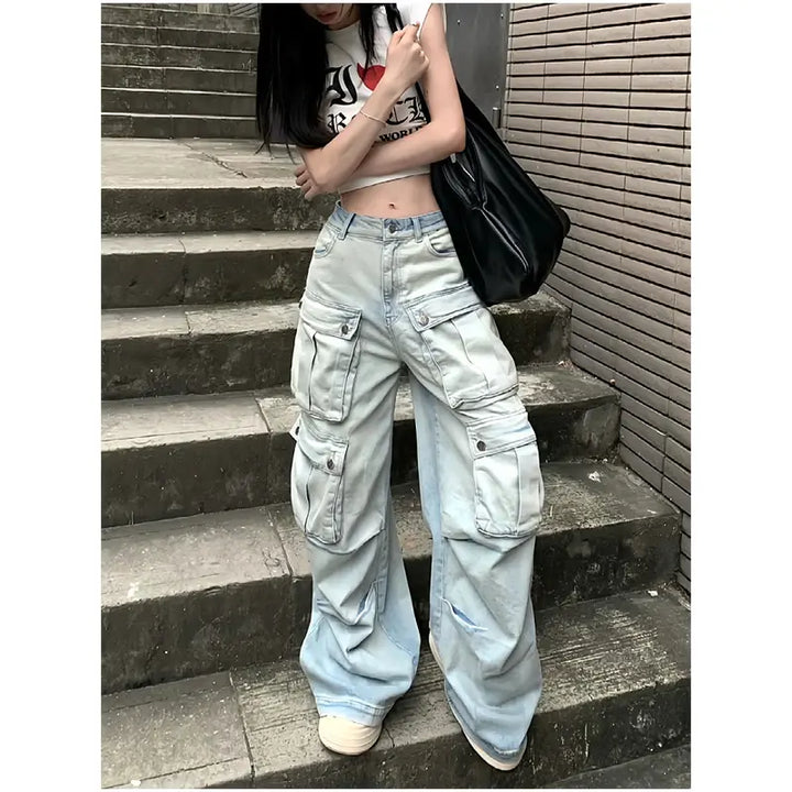 Female 90's Double Cargo Jeans 90's Hip Hop Style