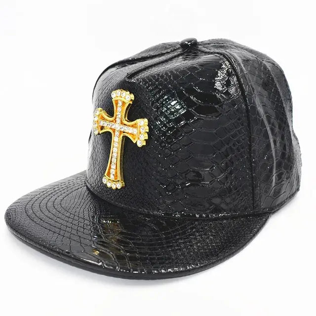 Shiny Faux Aligator Skin Hip-Hop Snapback Baseball Hat