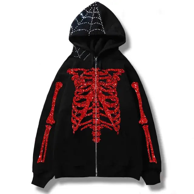 Men's Streetwear Bones / Skull Zip-up Hoodies