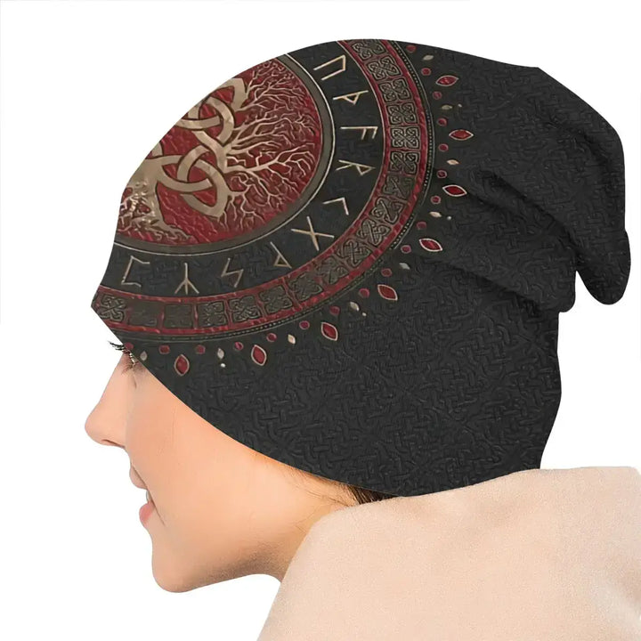 Celtic Beanie Hats Men Women's Thin Hat Tree Of With Triquetra Cap Street Skullies Beanie