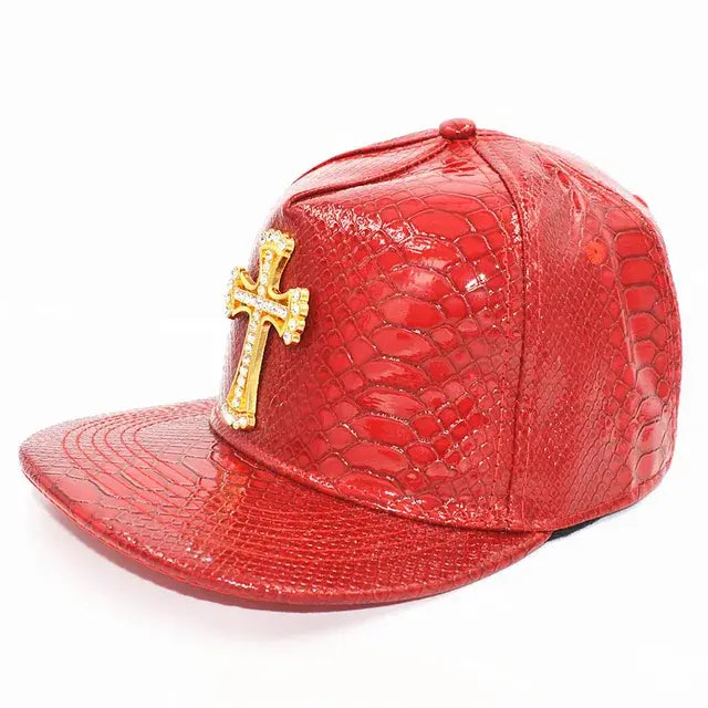 Shiny Faux Aligator Skin Hip-Hop Snapback Baseball Hat