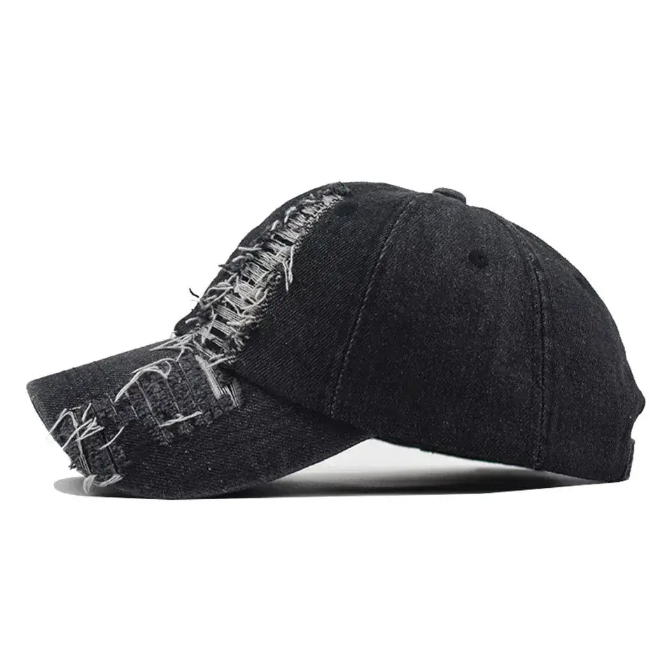 Shredded Black or Blue Denim Baseball Hat For Men Women Snapback hats Casual Hip Hop Casquette Cap