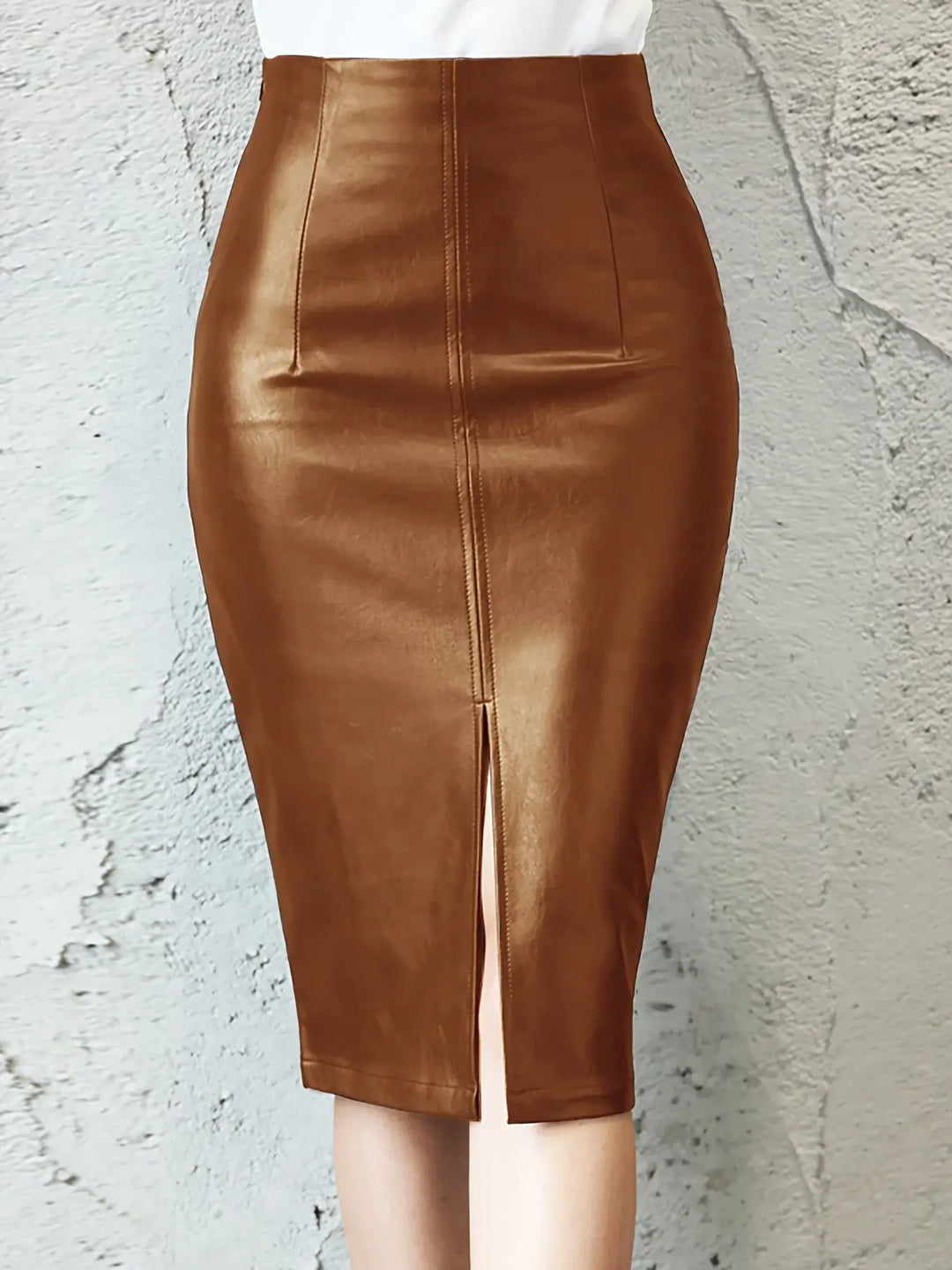 Women's PU Leather Midi Skirt