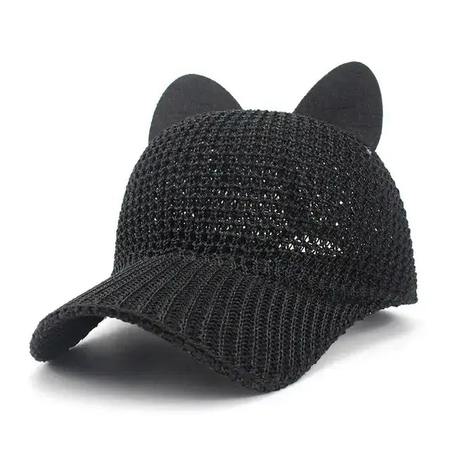 Summer Cute Cat Ear Breathable Sunscreen Mesh Baseball Caps Womens Adjustable Snapback Gorras Planas Hip Hop Bone Casquette Hats