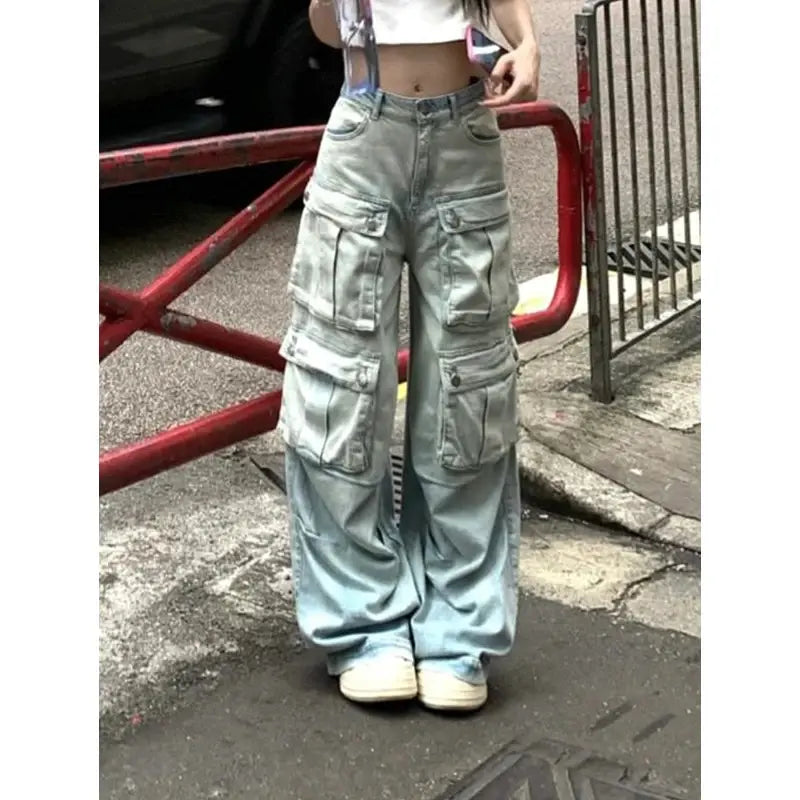 Female 90's Double Cargo Jeans 90's Hip Hop Style