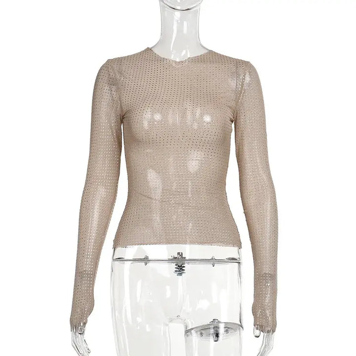 Women's Sheer Sparkling Long Sleeve Top