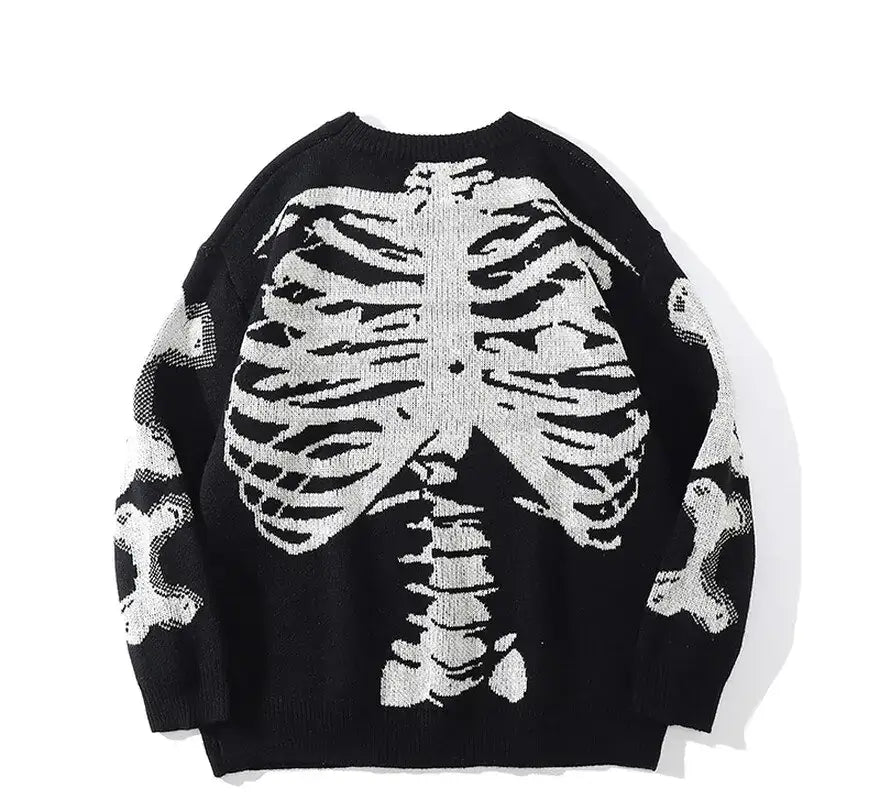 Men's Loose Skeleton Print Sweaters