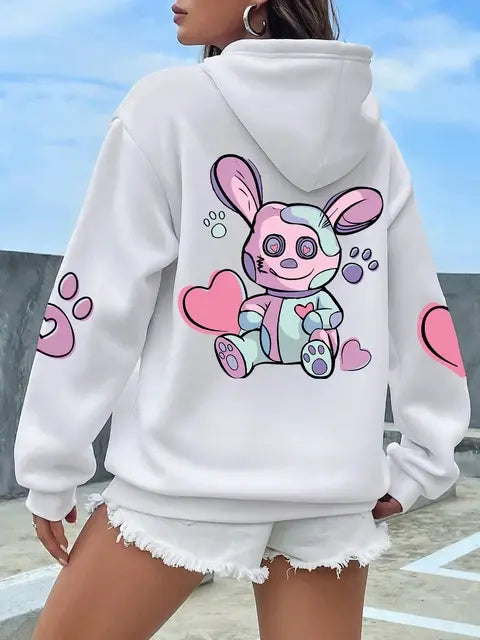 Hip Hop Street Casual Prints Female Sweatshirts Harajuku Fleece Hooded Fashion S-XXL Hoodies Loose Oversize Tops Women