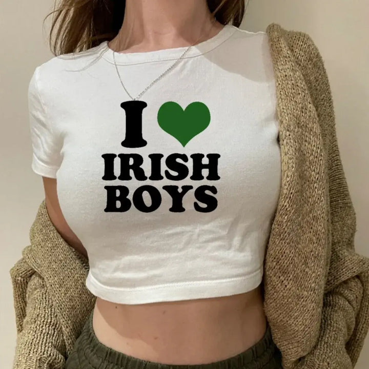 I Love Irish Boys Female Hip Hop Graphic Women Crop Top T-Shirt