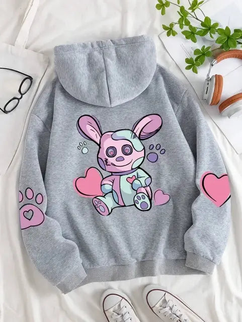 Hip Hop Street Casual Prints Female Sweatshirts Harajuku Fleece Hooded Fashion S-XXL Hoodies Loose Oversize Tops Women