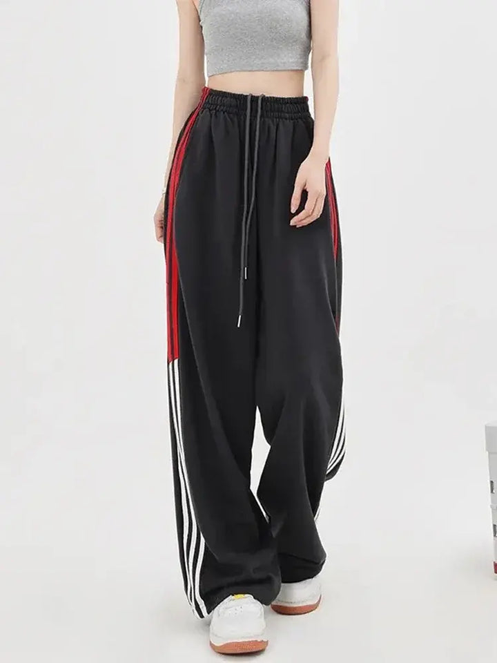 Y2K Women Streetwear Sport Pants Fashion High Eleastic Waist Baggy Straight  Pants Techwear Joggers Hip Hop Streetwear Female